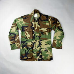 Vintage Camouflage Military Jacket, Button Up